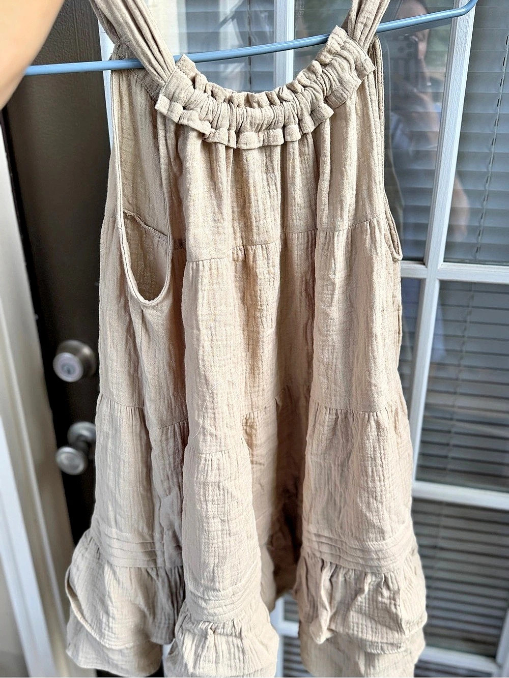 Mustard Seed Ruffle Mini Dress in Beige Size Medium